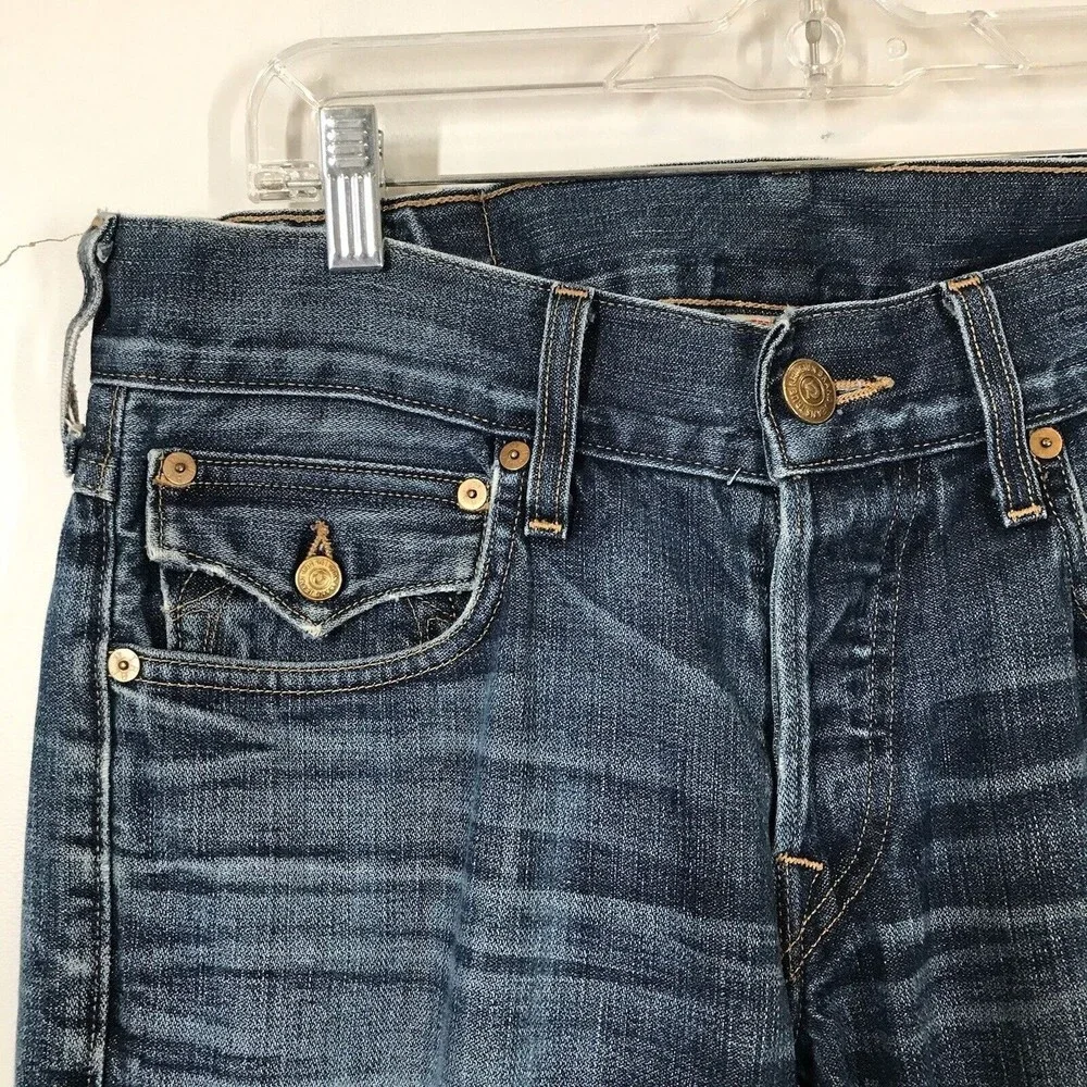 True Religion Ricky Bootcut Button Fly Flap Pockets Men's Size 31x34 Denim Jeans